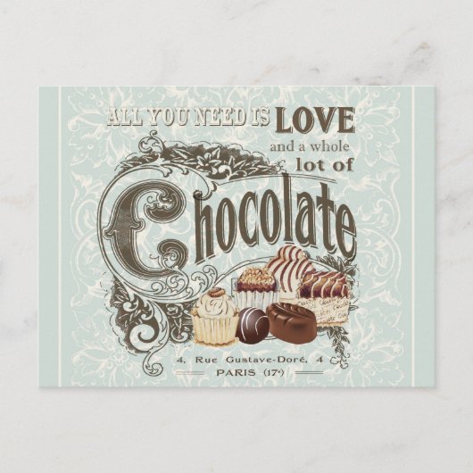 moderne  franse chocolade briefkaart (Voorkant)