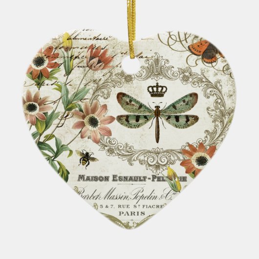 Moderne  Franse dragonfly Keramisch Ornament (Voorkant)