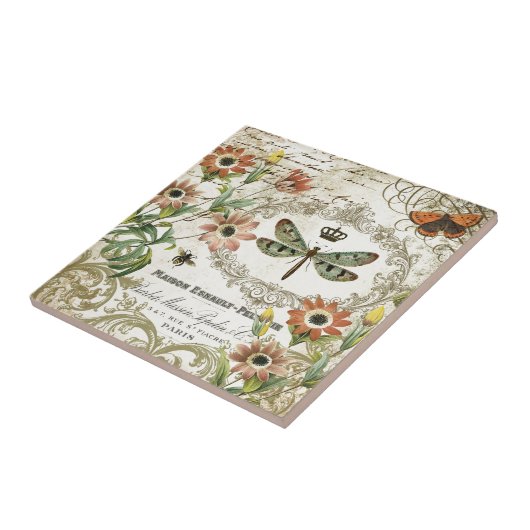 Moderne  Franse dragonfly Tegeltje (Zijkant)