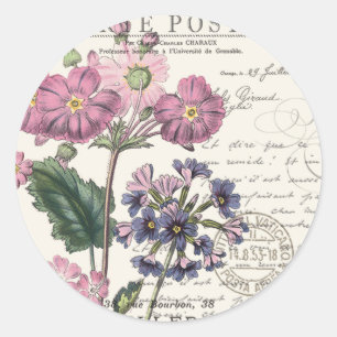 moderne  franse flora ronde sticker