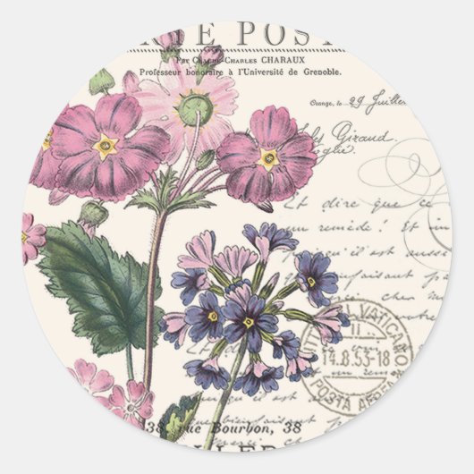 moderne franse flora ronde sticker (Voorkant)