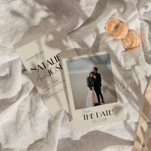 Moderne Franse grillige retro foto unieke bruiloft Save The Date