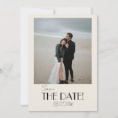 Moderne Franse grillige retro foto unieke bruiloft Save The Date (Voorkant)