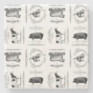 moderne  franse landbouwhuisdieren stenen onderzetter