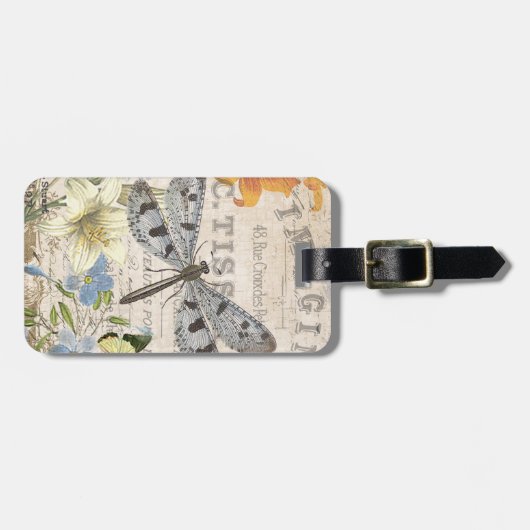 moderne franse libellen bagagelabel (Voorkant horizontaal)