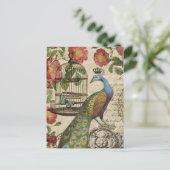 moderne  franse pauw briefkaart (Staand voorkant)