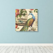 moderne franse pauw canvas afdruk (Insitu (Houten vloer))