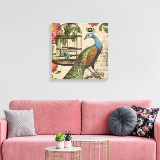 moderne franse pauw canvas afdruk (Insitu (Woonkamer))