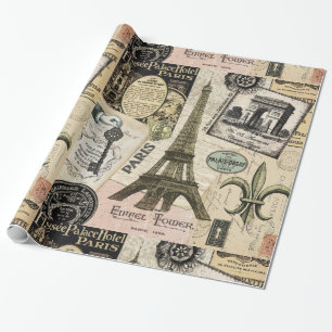 Moderne  Franse reiscollage Cadeaupapier