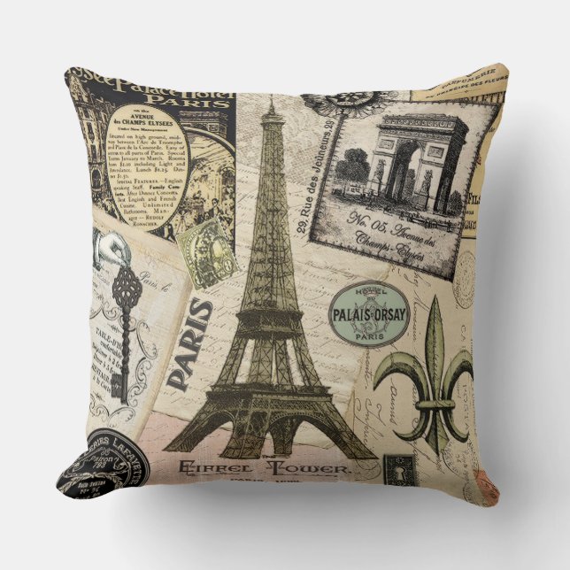 Moderne  Franse reiscollage Kussen (Voorkant)