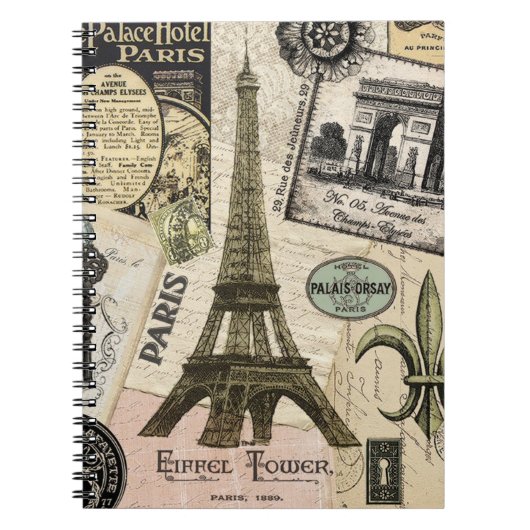 Moderne Franse reiscollage Notitieboek (Voorkant)