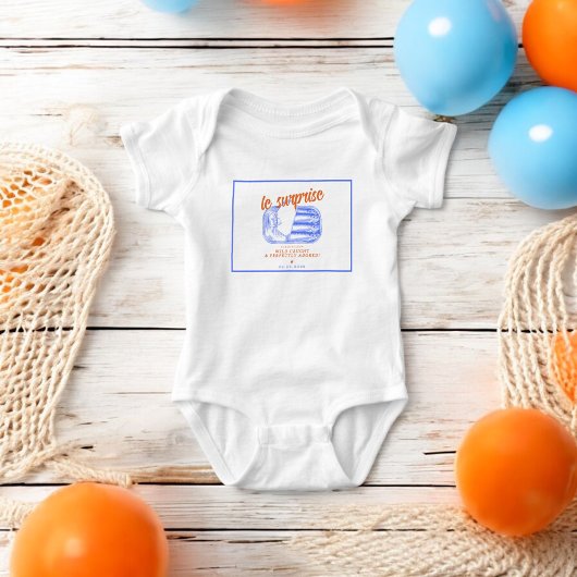 Moderne Franse Sardines Blikvis Baby Shower Romper