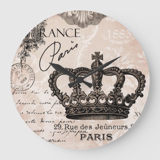 moderne franse shabbykroon grote klok (Voorkant)