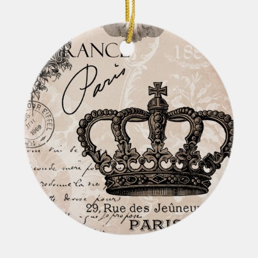 moderne franse shabbykroon keramisch ornament (Voorkant)