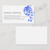 Moderne Franse Toile Blauw Bloemen Display Douche Informatiekaartje (Voorkant / Achterkant)