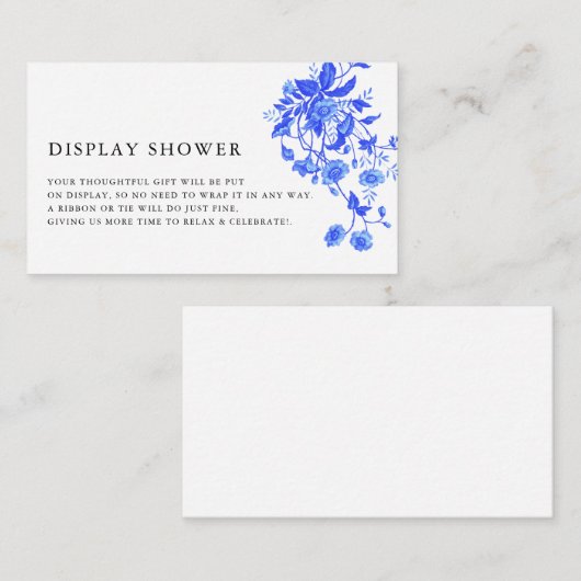 Moderne Franse Toile Blauw Bloemen Display Douche Informatiekaartje (Voorkant / Achterkant)