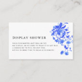 Moderne Franse Toile Blauw Bloemen Display Douche Informatiekaartje (Voorkant)