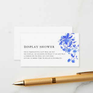 Moderne Franse Toile Blauw Bloemen Display Douche Informatiekaartje