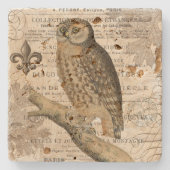 moderne  franse uil stenen onderzetter (Voorkant)