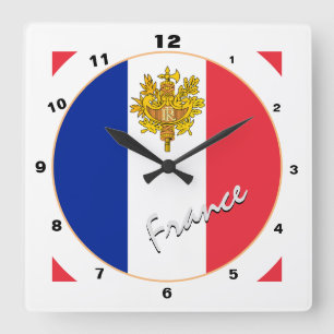 Moderne Franse vlag, trendy France Home / design Vierkante Klok