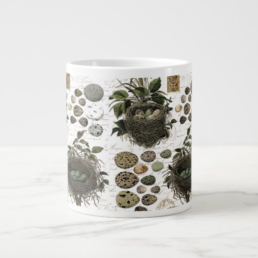 Moderne  Franse vogelnesten en eitjes Grote Koffiekop (Voorkant)