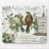 Moderne  Franse vogels en vogelkooien Muismat (Voorkant)