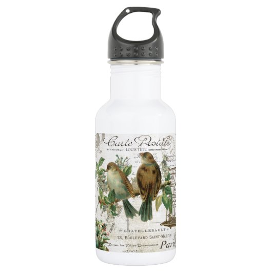 Moderne  Franse vogels en vogelkooien Waterfles (Voorkant)