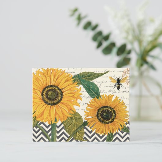 moderne  franse zonnebloem briefkaart (Staand voorkant)