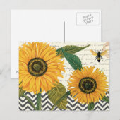 moderne  franse zonnebloem briefkaart (Voorkant / Achterkant)