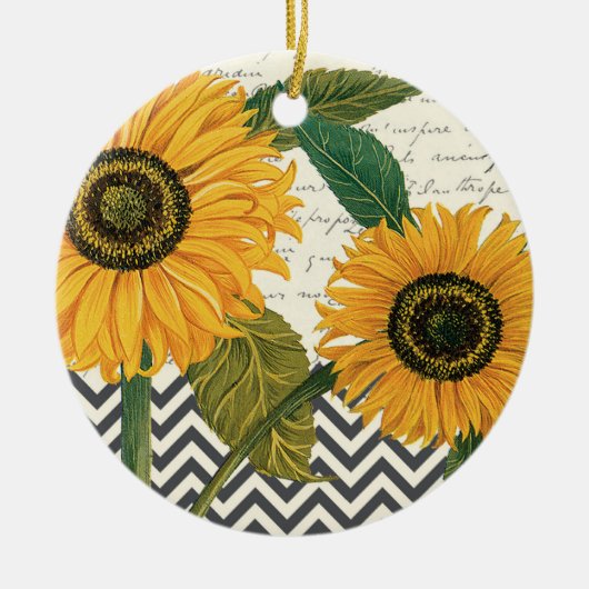 moderne franse zonnebloem keramisch ornament (Voorkant)