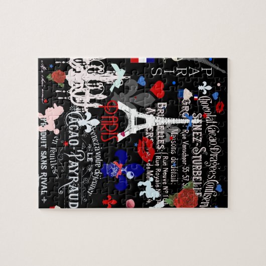 Moderne Franse zwarte collage Legpuzzel (Horizontaal)