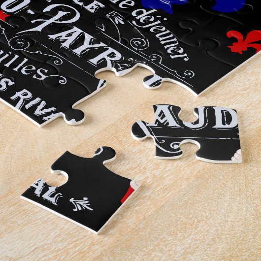 Moderne Franse zwarte collage Legpuzzel (Zijkant)