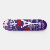 Moderne Franse zwarte collage Skateboard (Horizontaal)
