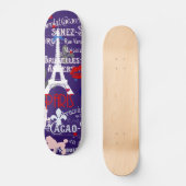 Moderne Franse zwarte collage Skateboard (Voorkant)