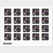 Moderne Franse zwarte collage Vierkante Sticker (Vel)