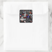 Moderne Franse zwarte collage Vierkante Sticker (Tas)