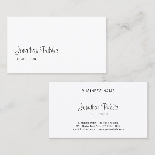 Moderne Freehand Script-geavanceerde schone lei Visitekaartje (Voorkant / Achterkant)