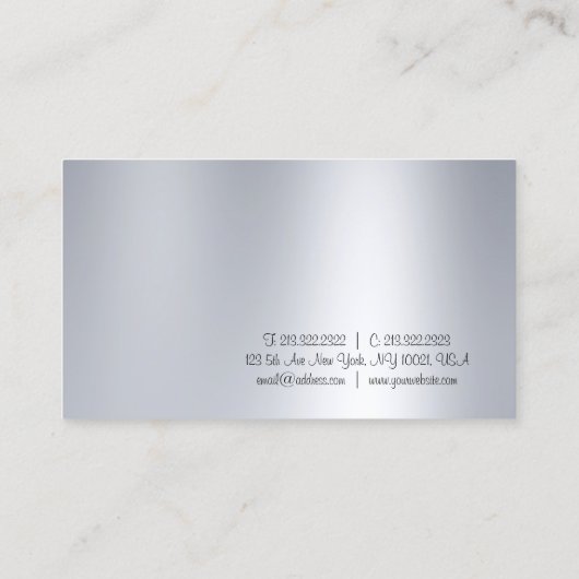 Moderne Freehand Script Silver-look minimalistisch Visitekaartje (Achterkant)