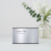 Moderne Freehand Script Silver-look Slank Glam Bov Visitekaartje (Staand voorkant)
