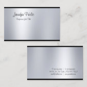 Moderne Freehand Script Silver-look Slank Glam Bov Visitekaartje (Voorkant / Achterkant)