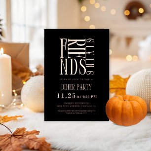 Moderne Friendsgiving-diner Folie Uitnodiging