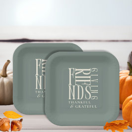 Moderne Friendsgiving-diner  Papieren Bordje