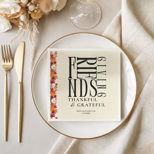 Moderne Friendsgiving-dinerbloemen Servet