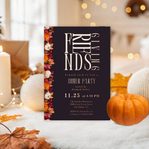 Moderne Friendsgiving Dinner Bloem Folie Uitnodiging