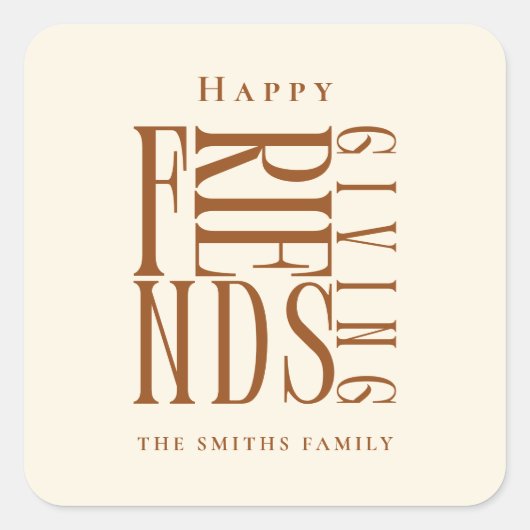 Moderne Friendsgiving Herfst Elegant   Vierkante Sticker (Voorkant)