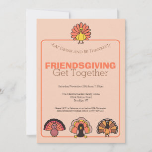 Moderne Friendsgiving-maaltijd Thanksgiving-feestv Kaart
