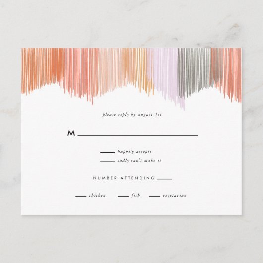 Moderne Fringe Bruiloft RSVP Kaarten (Voorkant)