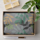 Moderne frisse overlappende bladeren op gedempt gr tissuepapier (Geschenk)