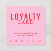 Moderne frisse roze rode schoonheidssalon klantenkaartje (Voorkant)
