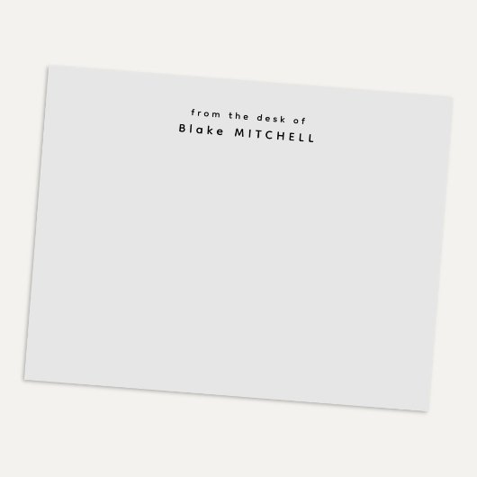 Moderne 'From The Desk Of' Monogram Grijs Briefpap Notitieblok